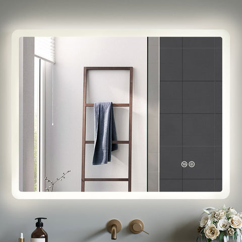 HOROW M7090S | Badezimmer Wandspiegel LED mit Beleuchtung | Dimmbar | Entfoggend | Touch-Schalter | 70x90 cm