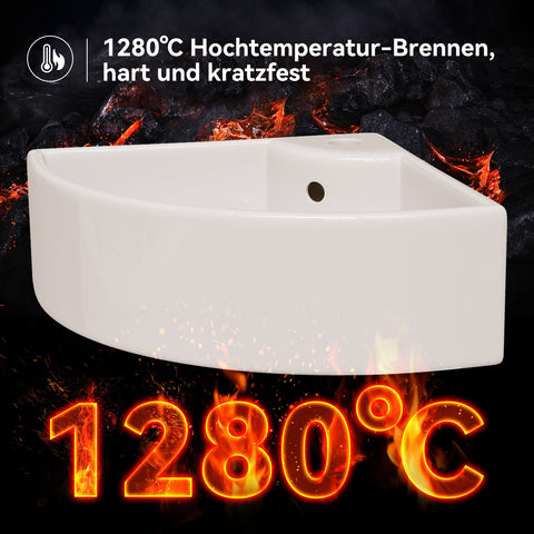 HOROW F08R-T4633W Eckiges Waschbecken 32×32 cm – Kleines Wand- & Aufsatzwaschbecken mit Hahnloch, Dünner Rand