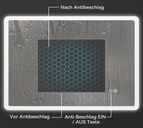 HOROW M7090S | Badezimmer Wandspiegel LED mit Beleuchtung | Dimmbar | Entfoggend | Touch-Schalter | 70x90 cm