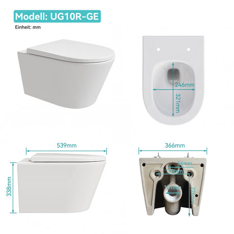 HOROW UG10R Wand-WC 53,9 cm – Weiß