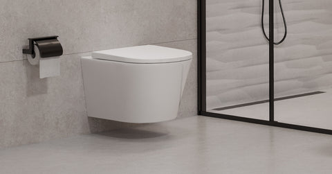 HOROW UG10R Wand-WC mit Absenkautomatik | Leise Spülung & Wassersparend | Superspin | 53,9 cm – Weiß