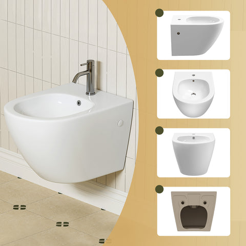 HOROW UB02R Wand-Bidet spülrandlos Moderne WC-Dusche 49×36×32,5 cm