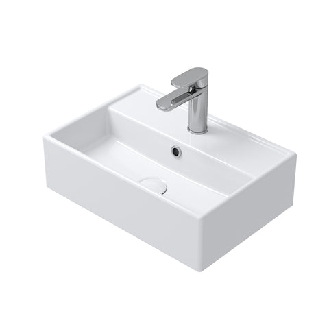 HOROW Waschbecken F10-S4531 Weiß mit Hahnloch & Überlauf,45 cm