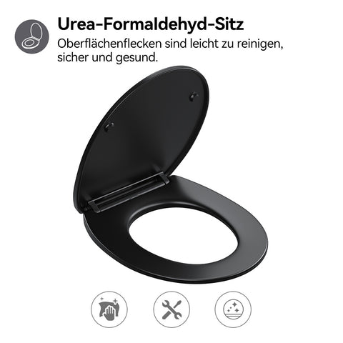 HOROW UG09R-B Wand-WC spülrandlos | WC Sitz mit Absenkautomatik | Superspin Spülung | schwarz | Geräuscharmes Spülen | Keramik