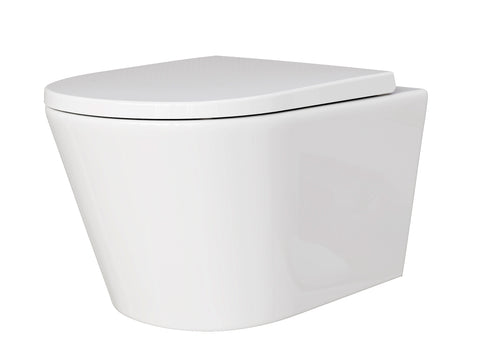 HOROW W384 Wand-WC spülrandlos, Hänge-Toilette mit 360° Superspin-Spülung