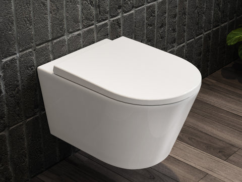 HOROW W384 Wand-WC spülrandlos, Hänge-Toilette mit 360° Superspin-Spülung