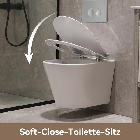 HOROW UG08R Wand-WC aus Keramik mit Soft-Close-Sitz & Nano-Beschichtung