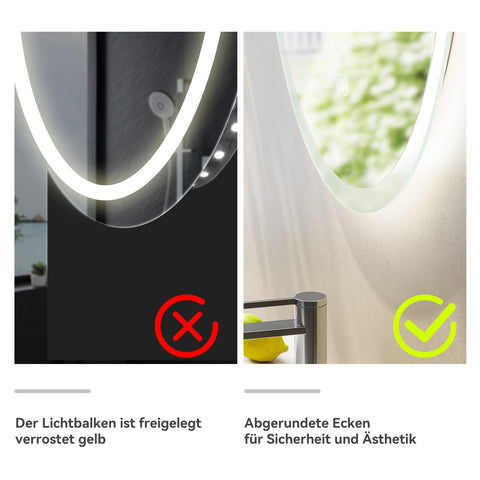 HOROW M80R LED Spiegel Rund 80 cm – Dimmbar, 3 Lichtfarben, Antibeschlag, IP44, Rahmenlos