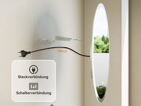 HOROW M80R LED Spiegel Rund 80 cm – Dimmbar, 3 Lichtfarben, Antibeschlag, IP44, Rahmenlos