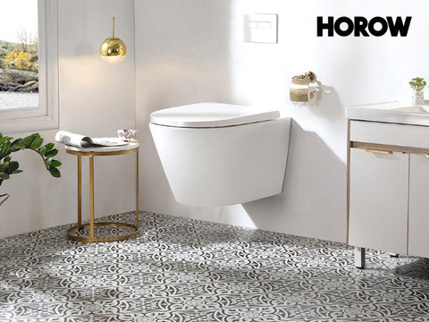 HOROW UG10R Wand-WC mit Absenkautomatik | Leise Spülung & Wassersparend | Superspin | 53,9 cm – Weiß