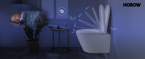 HOROW UG10R Wand-WC mit Absenkautomatik | Leise Spülung & Wassersparend | Superspin | 53,9 cm – Weiß
