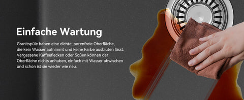 HOROW A09R-S6045B Granit Spülbecken Schwarz – Einbauspüle mit 1 Becken & Hahnloch, Küchenspüle inkl. Siphon, Großes Küchenwaschbecken 60×45 cm