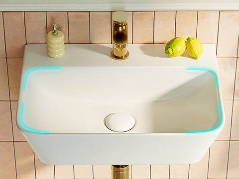 HOROW F08R-S4131W Eckiges Waschbecken 40cm