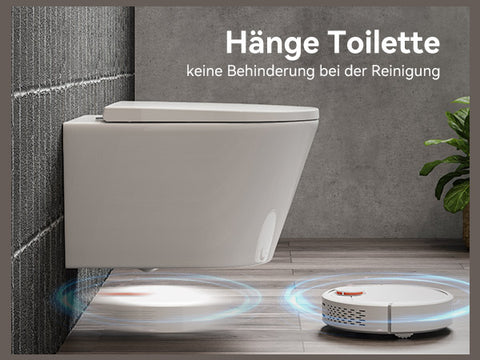 HOROW W384 Wand-WC spülrandlos, Hänge-Toilette mit 360° Superspin-Spülung