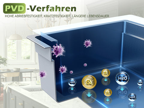 HOROW S03W-S6244S Spülbecken Edelstahl – 1 Becken, Einbauspüle Küche mit Siphon & Spülkorb, öl- & kratzfest,62x44 cm