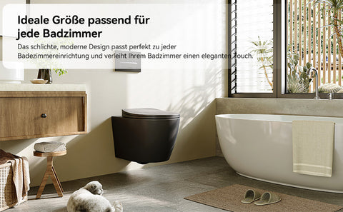 HOROW UG09R-B Wand-WC spülrandlos | WC Sitz mit Absenkautomatik | Superspin Spülung | schwarz | Geräuscharmes Spülen | Keramik