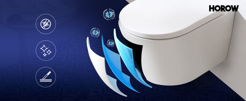 HOROW UG10R Wand-WC mit Absenkautomatik | Leise Spülung & Wassersparend | Superspin | 53,9 cm – Weiß