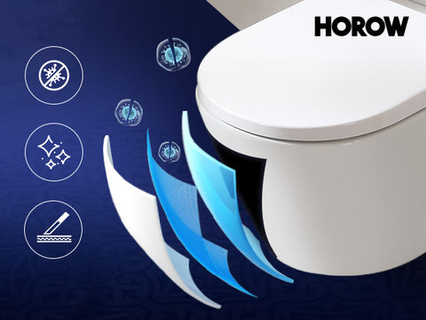 HOROW UG10R Wand-WC mit Absenkautomatik | Leise Spülung & Wassersparend | Superspin | 53,9 cm – Weiß