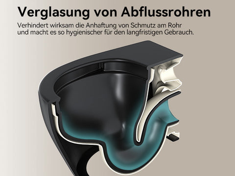 HOROW UG09R-B Wand-WC spülrandlos | WC Sitz mit Absenkautomatik | Superspin Spülung | schwarz | Geräuscharmes Spülen | Keramik