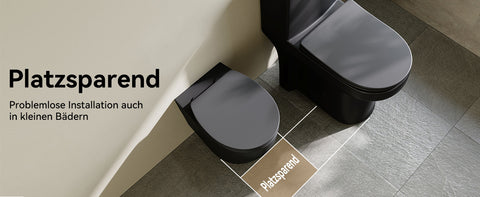 HOROW UG09R-B Wand-WC spülrandlos | WC Sitz mit Absenkautomatik | Superspin Spülung | schwarz | Geräuscharmes Spülen | Keramik