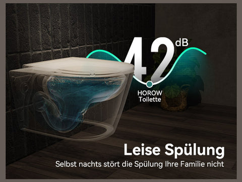 HOROW W384 Wand-WC spülrandlos, Hänge-Toilette mit 360° Superspin-Spülung