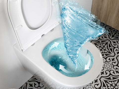 HOROW UG10R Wand-WC mit Absenkautomatik | Leise Spülung & Wassersparend | Superspin | 53,9 cm – Weiß
