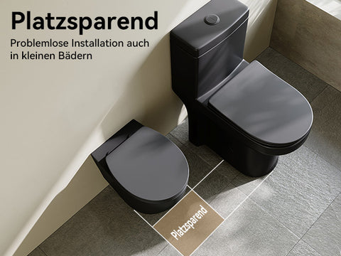 HOROW UG09R-B Wand-WC spülrandlos | WC Sitz mit Absenkautomatik | Superspin Spülung | schwarz | Geräuscharmes Spülen | Keramik