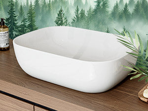 HOROW F10A-S4633 Waschbecken Oval Weiß 46x33x13,5 cm