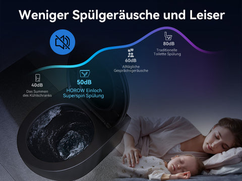 HOROW UG09R-B Wand-WC spülrandlos | WC Sitz mit Absenkautomatik | Superspin Spülung | schwarz | Geräuscharmes Spülen | Keramik