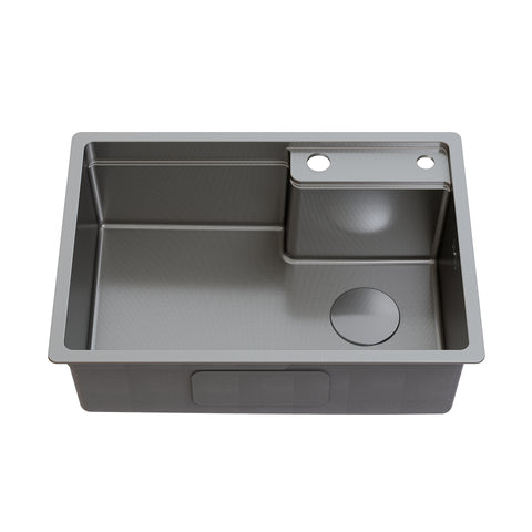 HOROW S03W-S6244S Spülbecken Edelstahl – 1 Becken, Einbauspüle Küche mit Siphon & Spülkorb, öl- & kratzfest,62x44 cm