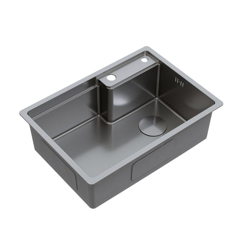 HOROW S03W-S6244S Spülbecken Edelstahl – 1 Becken, Einbauspüle Küche mit Siphon & Spülkorb, öl- & kratzfest,62x44 cm