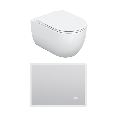 HOROW UG16R Spülrandloses Wand-WC mit Soft-Close-Deckel, 54×36×35,5 cm