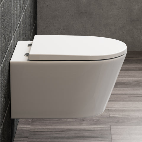 HOROW W384 Wand-WC spülrandlos, Hänge-Toilette mit 360° Superspin-Spülung