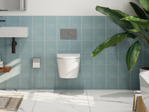 HOROW UG10R Wand-WC mit Absenkautomatik | Leise Spülung & Wassersparend | Superspin | 53,9 cm – Weiß