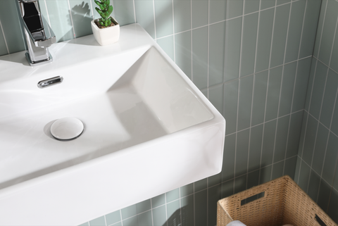 HOROW UV5042W Eckiges Keramik-Waschbecken Weiß 50,5 cm