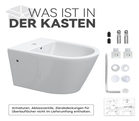 HOROW UB01R Wand-Bidet aus Keramik – Hänge-Bidet mit Nano-Beschichtung, Hahnloch & Überlauf