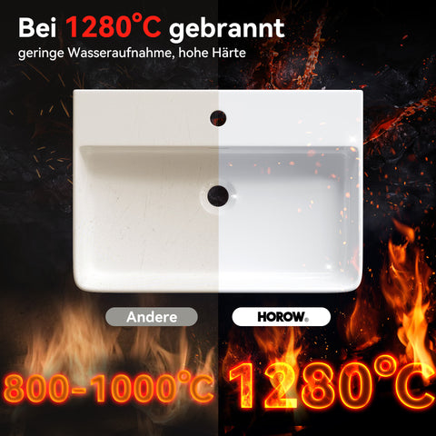 HOROW F10A-S6042 Waschbecken 60 cm mit Hahnloch & Überlauf
