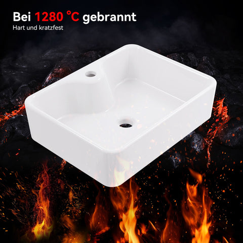HOROW F10A-S4837 Aufsatzwaschbecken Rechteckig 48x37x13 cm