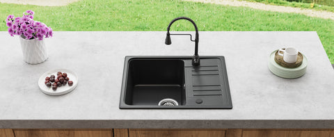 HOROW A09S-S5745B Granitspüle Schwarz 57×45 cm