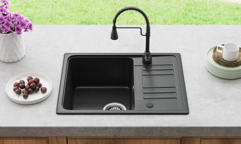 HOROW A09S-S5745B Granitspüle Schwarz 57×45 cm
