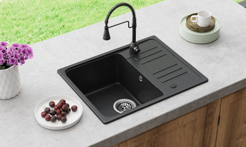 HOROW A09S-S5745B Granitspüle Schwarz 57×45 cm