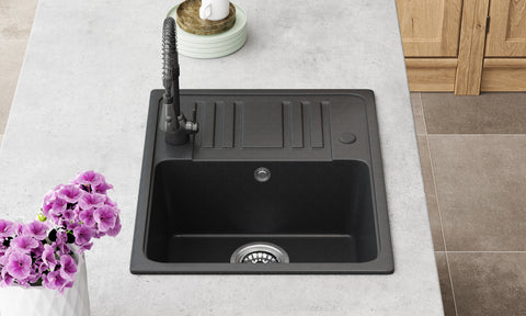 HOROW A09S-S5745B Granitspüle Schwarz 57×45 cm