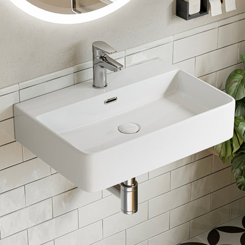 HOROW F10A-S6042 Waschbecken 60 cm mit Hahnloch & Überlauf