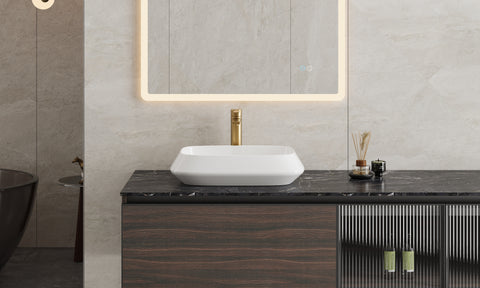 HOROW F12A-S5235 Aufsatzwaschbecken Oval Weiß ohne Hahnloch