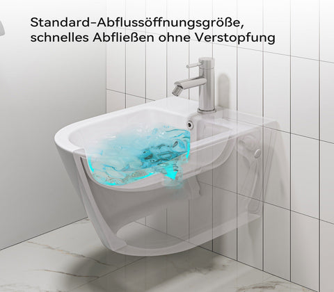 HOROW UB01R Wand-Bidet aus Keramik – Hänge-Bidet mit Nano-Beschichtung, Hahnloch & Überlauf
