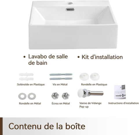 Eckiges Keramik-Waschbecken Weiß 50,5 cm - Gäste-WC Aufsatz
