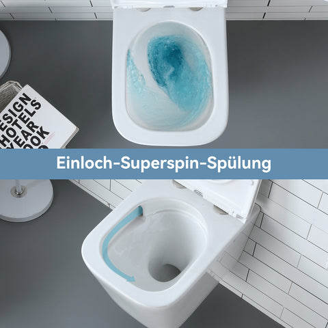 HOROW UG07S Spülrandloses Wand-WC aus Keramik – Mit Soft-Close-Sitz, Superspin-Spülung & Nano-Beschichtung