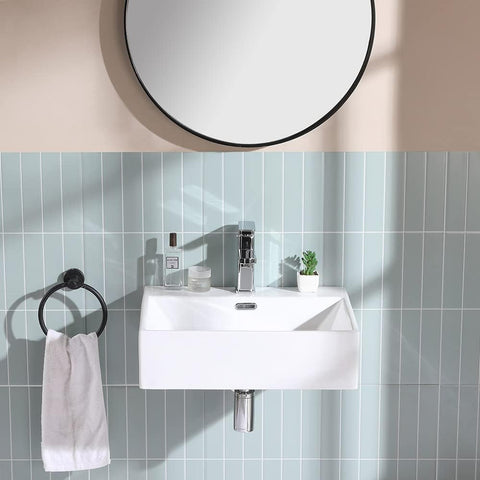 Eckiges Keramik-Waschbecken Weiß 50,5 cm - Gäste-WC Aufsatz