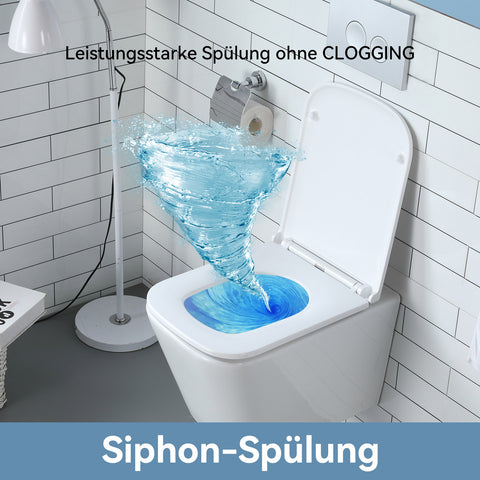 HOROW UG07S Spülrandloses Wand-WC aus Keramik – Mit Soft-Close-Sitz, Superspin-Spülung & Nano-Beschichtung