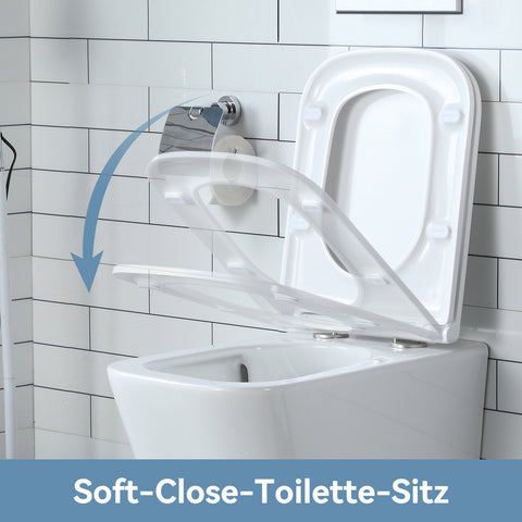 HOROW UG07S Spülrandloses Wand-WC aus Keramik – Mit Soft-Close-Sitz, Superspin-Spülung & Nano-Beschichtung